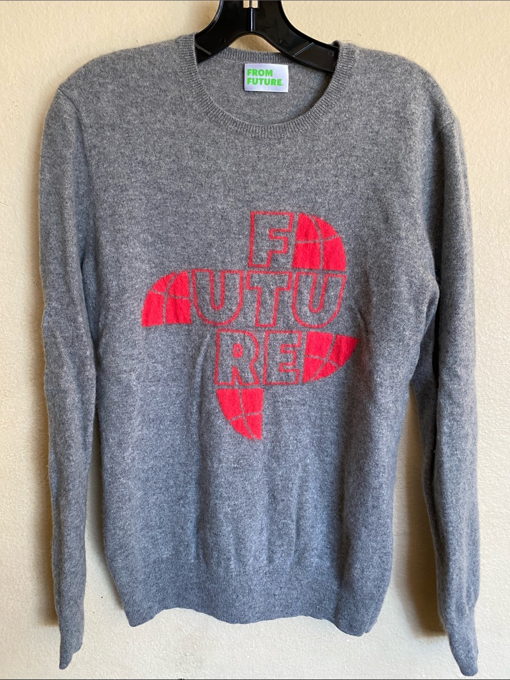 FROM FUTURE Gray Crewneck Sweater with Red Graphic